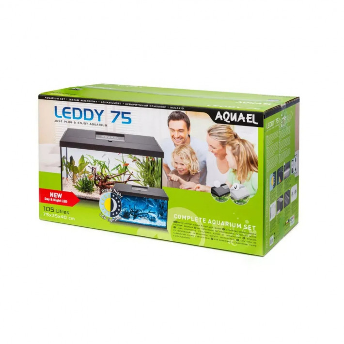 Аквариумный набор Aquael Leddy Plus 75 D&N 2.0 белый с освещением, фильтром и нагревателем - фото №2