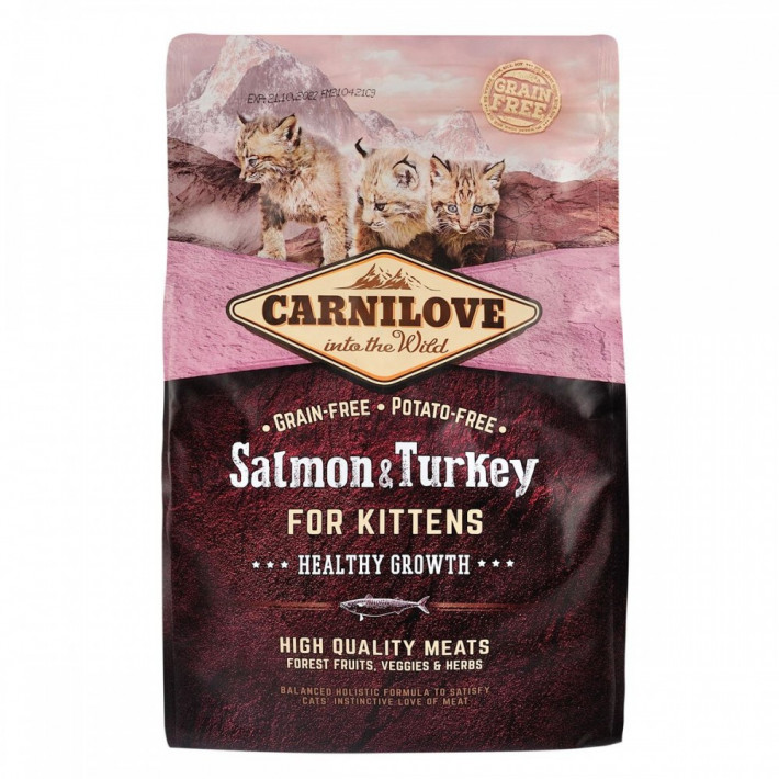Корм сухий Carnilove Cat Kitten для кошенят з лососем та індичкою 2 кг - фото №3