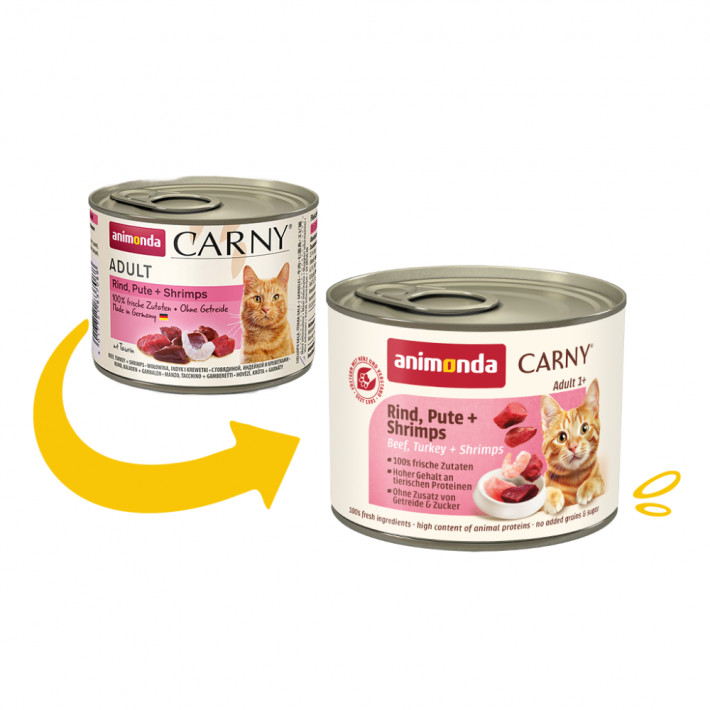 Вологий корм для котів Animonda Carny Adult Beef, Turkey Shrimps (яловичина, індичка, креветки), 200 г - фото №2
