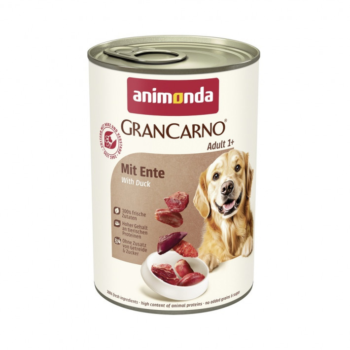 Вологий корм для дорослих собак Animonda GranCarno Adult with Duck з качкою та свининою 400 г