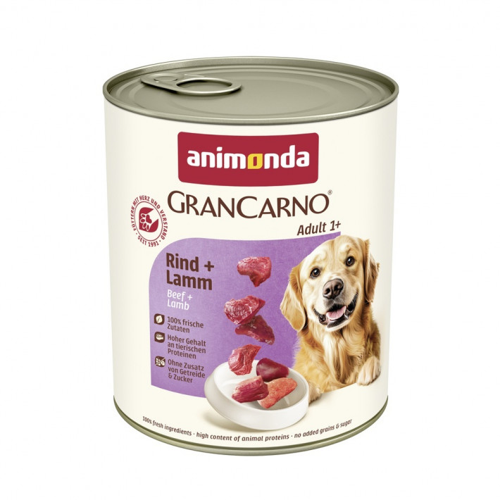 Корм вологий Animonda GranCarno Adult Beef Lamb для дорослих собак з яловичиною та ягнятиною, 800 г