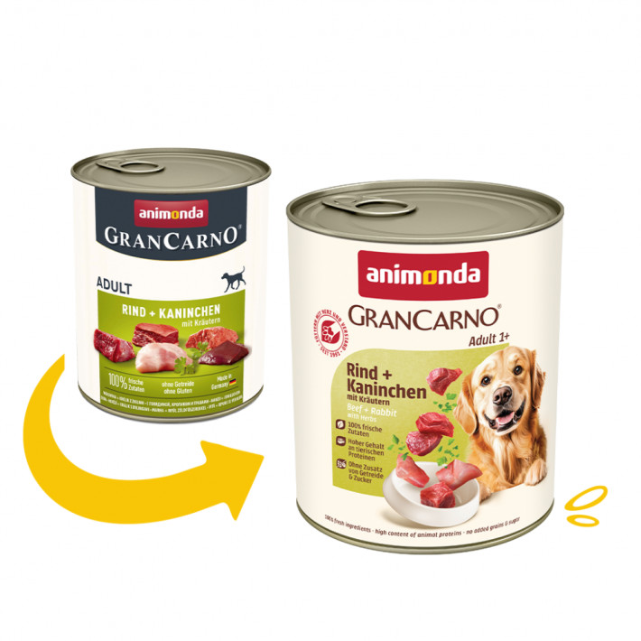 Вологий корм для дорослих собак Animonda GranCarno Adult Beef Rabbit with Herbs з яловичиною, кроликом та травами, 800 г - фото №2