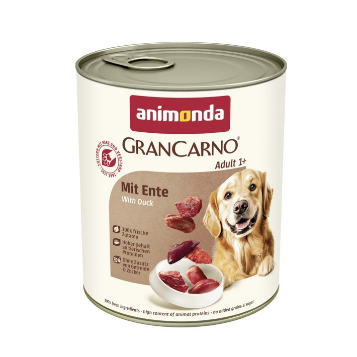 Вологий корм для дорослих собак Animonda GranCarno Adult with Duck з качкою, 800 г
