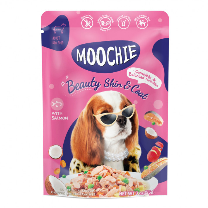 Влажный корм для собак Moochie Superfood Beauty Skin and Coat с лососем, 85г