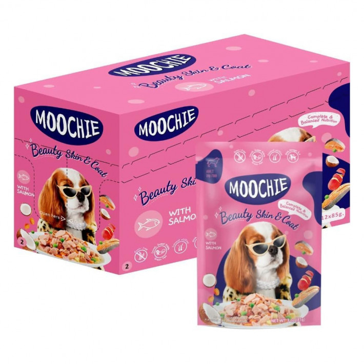 Влажный корм для собак Moochie Superfood Beauty Skin and Coat с лососем, 85г - фото №2