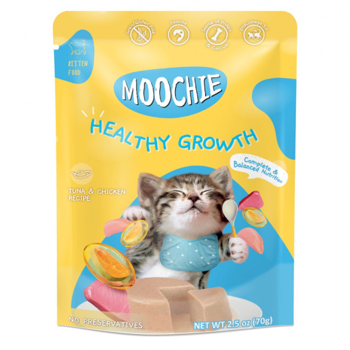 Влажный корм для котят Moochie Kitten Mousee мусс с тунцом и курицей, 70г