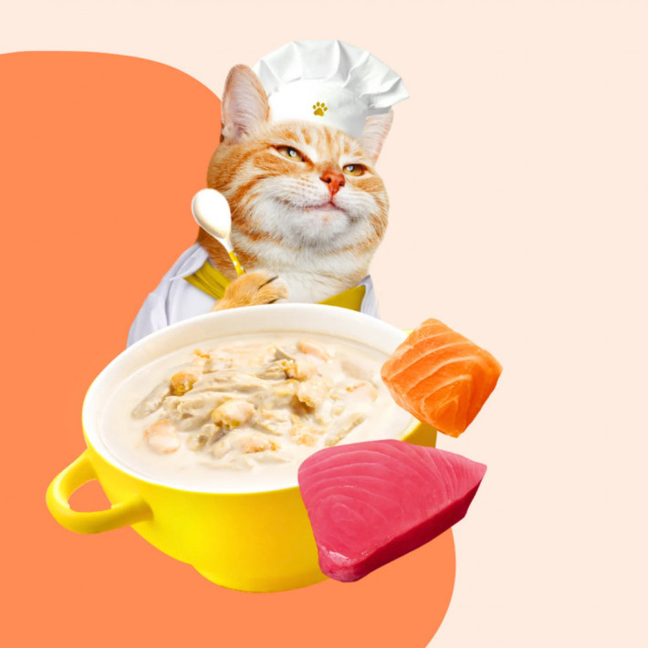 Влажный корм Moochie Creamy Broth кремовый бульон с тунцом и лососем для кошек, 40г - фото №2