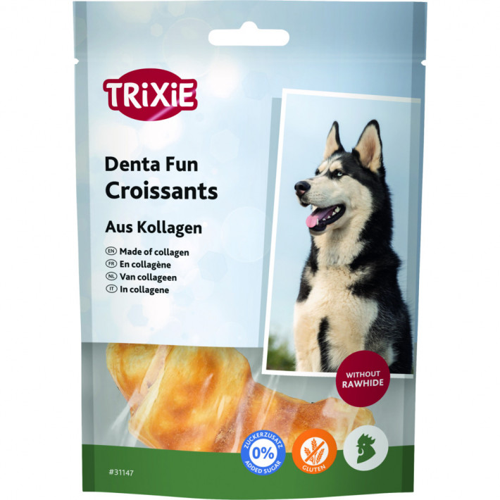 Лакомства для собак Trixie Denta Fun Croissants, коллагеновые круассаны с курицей, 80г - фото №5