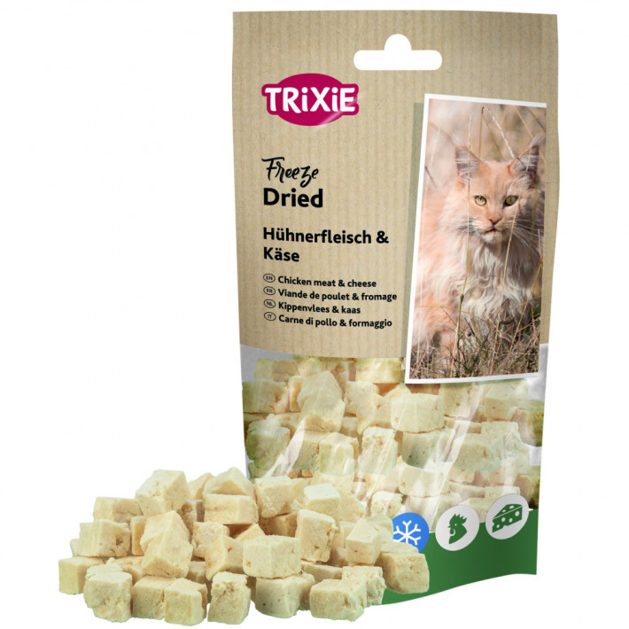 Лакомства для кошек Trixie Freeze Dried Chicken and Cheese — сублимированное куриное филе с сыром, 25 г - фото №7