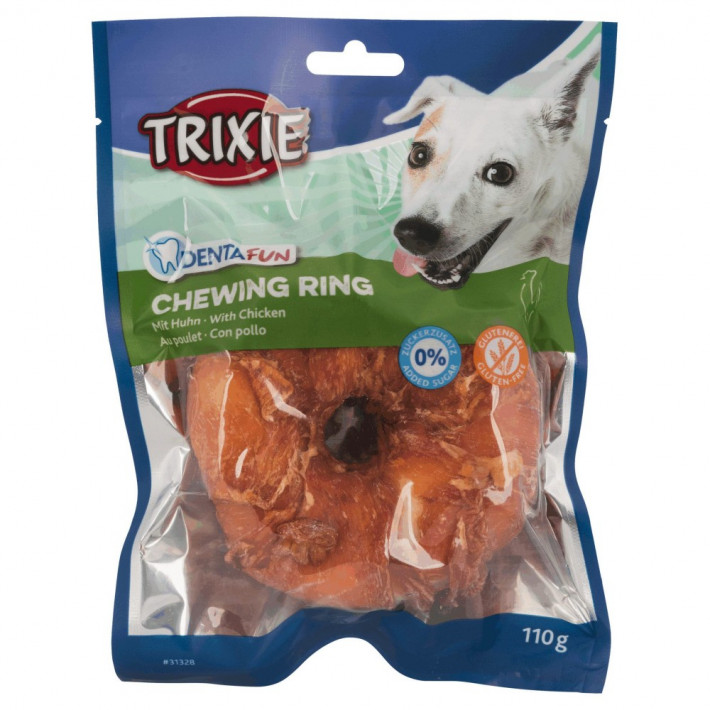 Лакомства Trixie Denta Fun для собак Кольцо для чистки зубов с курицей 110 г - фото №4
