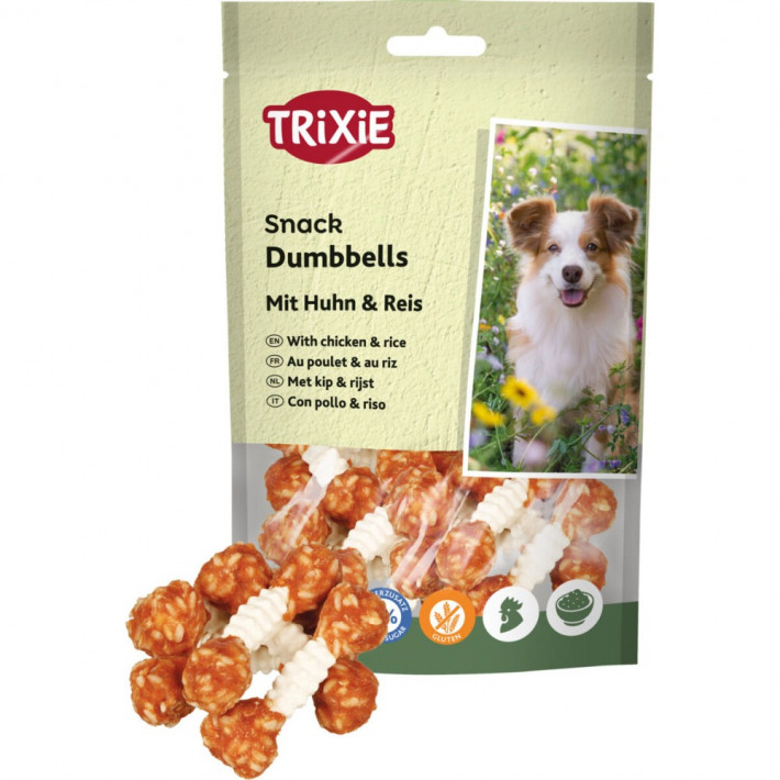 Жующие лакомства Trixie Denta Fun Chicken Chewing Dumbbells для собак, 100 г (6 шт) - фото №3