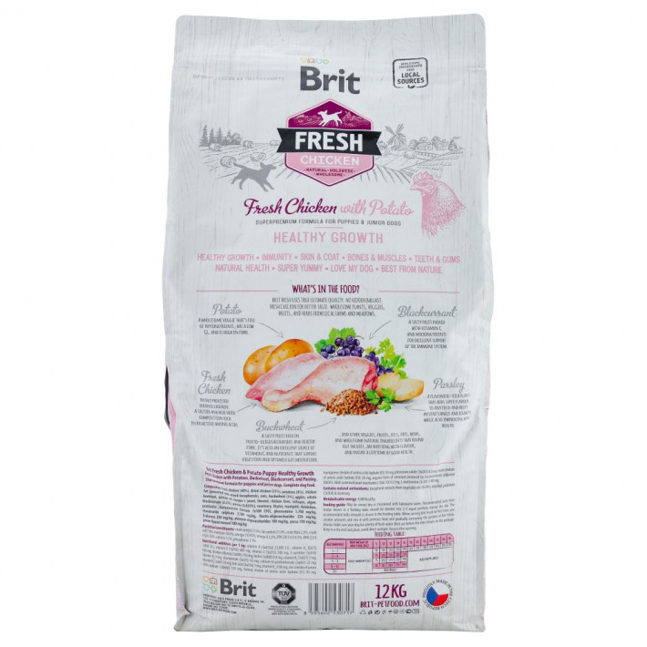 Сухий корм Brit Fresh Chicken/Potato Puppy для цуценят та молодих собак з куркою та картоплею, 12 кг - фото №3