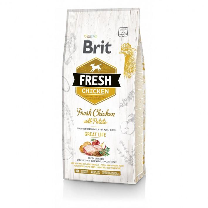 Сухий корм Brit Fresh Chicken/Potato Adult для дорослих собак з куркою та картоплею, 12 кг