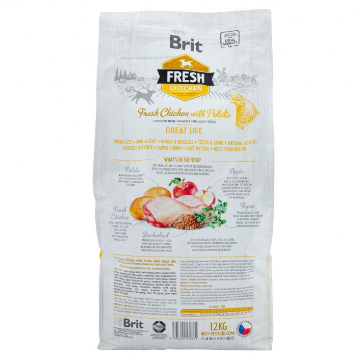 Сухий корм Brit Fresh Chicken/Potato Adult для дорослих собак з куркою та картоплею, 12 кг - фото №3
