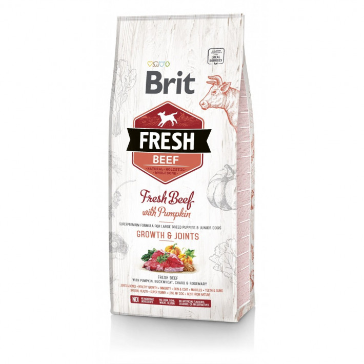 Корм сухий Brit Fresh Beef/Pumpkin Puppy Large для цуценят великих порід, 12 кг