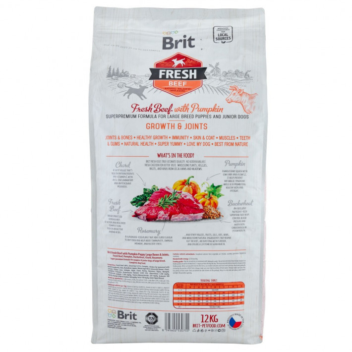 Корм сухий Brit Fresh Beef/Pumpkin Puppy Large для цуценят великих порід, 12 кг - фото №3