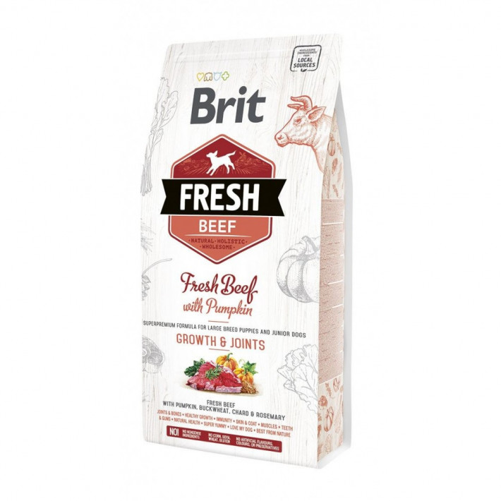 Сухий корм Brit Fresh Beef/Pumpkin Puppy Large для цуценят та молодих собак великих порід з яловичиною та гарбузом 2,5 кг