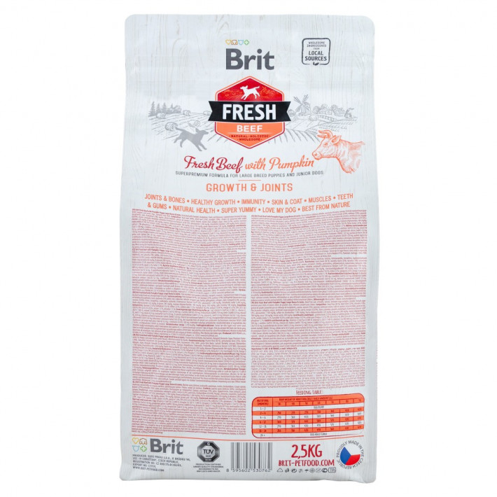 Сухий корм Brit Fresh Beef/Pumpkin Puppy Large для цуценят та молодих собак великих порід з яловичиною та гарбузом 2,5 кг - фото №3
