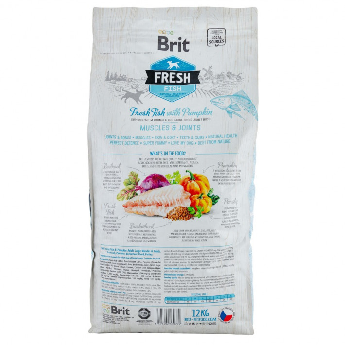 Сухий корм Brit Fresh Fish/Pumpkin Adult Large для дорослих собак великих порід - фото №3