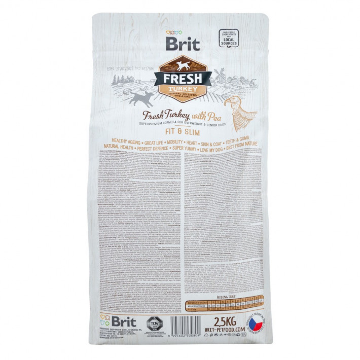 Сухий корм Brit Fresh Turkey/Pea Fit and Slim для собак похилого віку та з зайвою вагою, 2,5 кг - фото №3