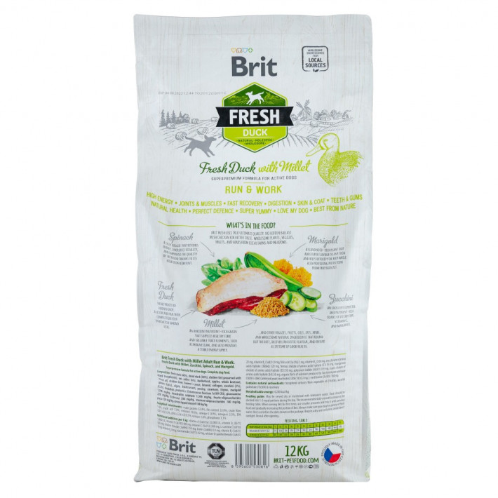 Сухой корм Brit Fresh Duck/Millet Active Run and Work для активных собак с уткой и пшеном, 12 кг - фото №3