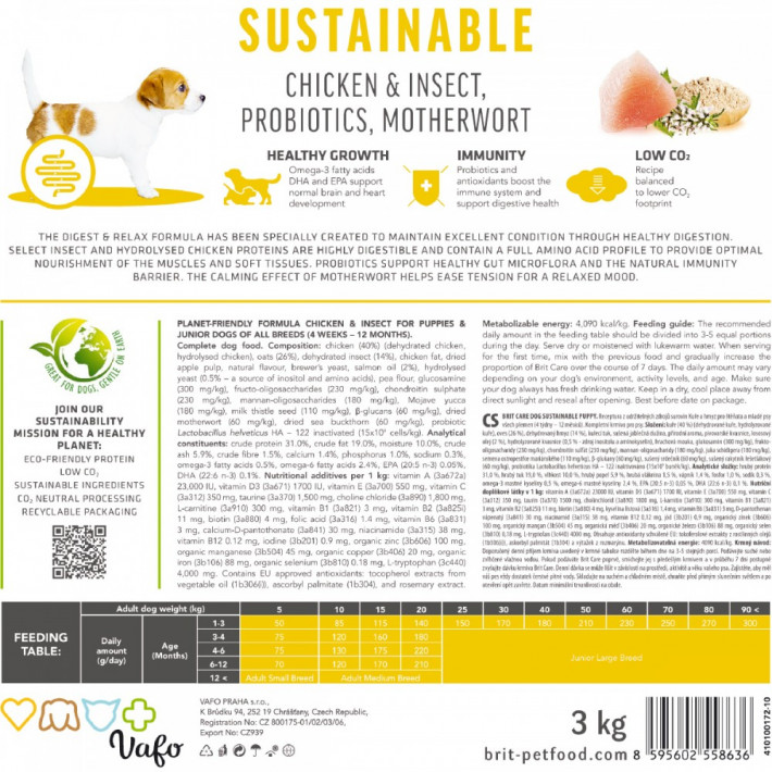 Сухой корм Brit Care Dog Sustainable Puppy для щенков с курицей и насекомыми, 1 кг - фото №6
