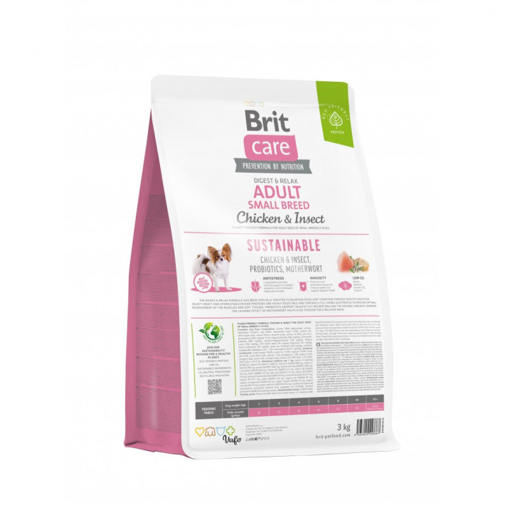 Корм сухой Brit Care Dog Sustainable Adult Small Breed для собак мелких пород с курицей и насекомыми 3 кг - фото №3
