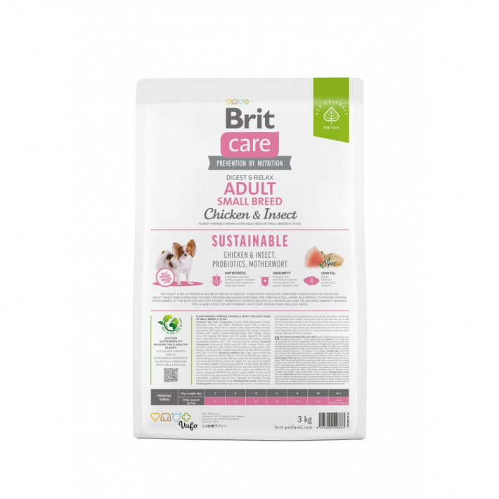 Корм сухой Brit Care Dog Sustainable Adult Small Breed для собак мелких пород с курицей и насекомыми 3 кг - фото №4