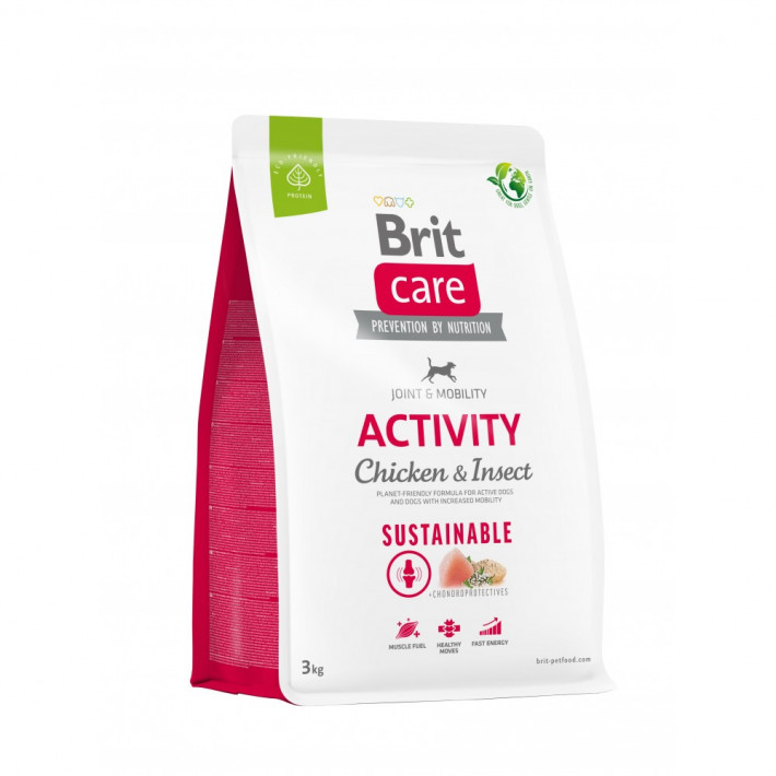 Сухой корм Brit Care Dog Sustainable Activity для активных собак с курицей и насекомыми, 3 кг