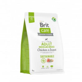 Корм Brit Care Dog Sustainable Adult Medium Breed курица и насекомые 3 кг
