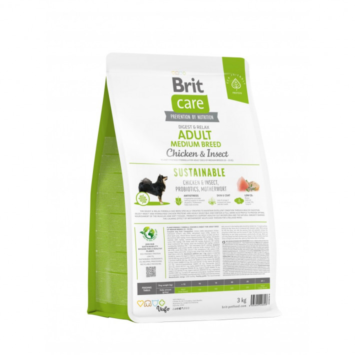 Сухой корм Brit Care Dog Sustainable Adult Medium Breed для собак средних пород с курицей и насекомыми, 3 кг - фото №3