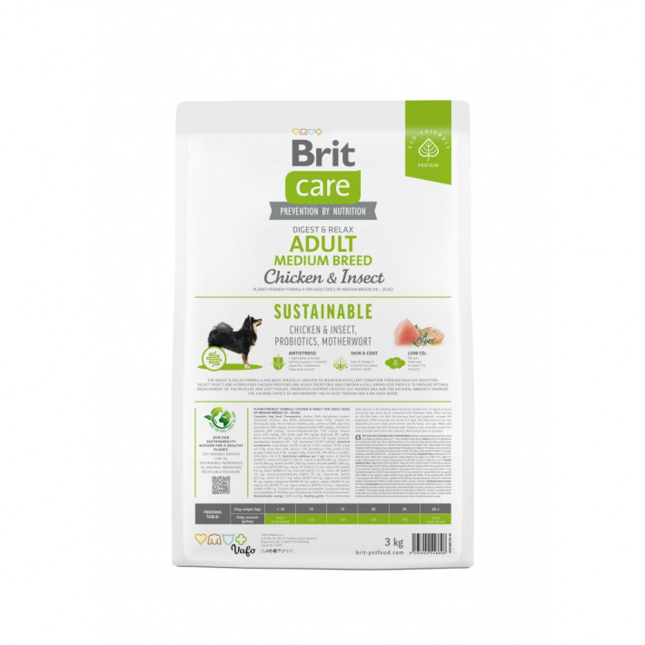 Сухой корм Brit Care Dog Sustainable Adult Medium Breed для собак средних пород с курицей и насекомыми, 3 кг - фото №4
