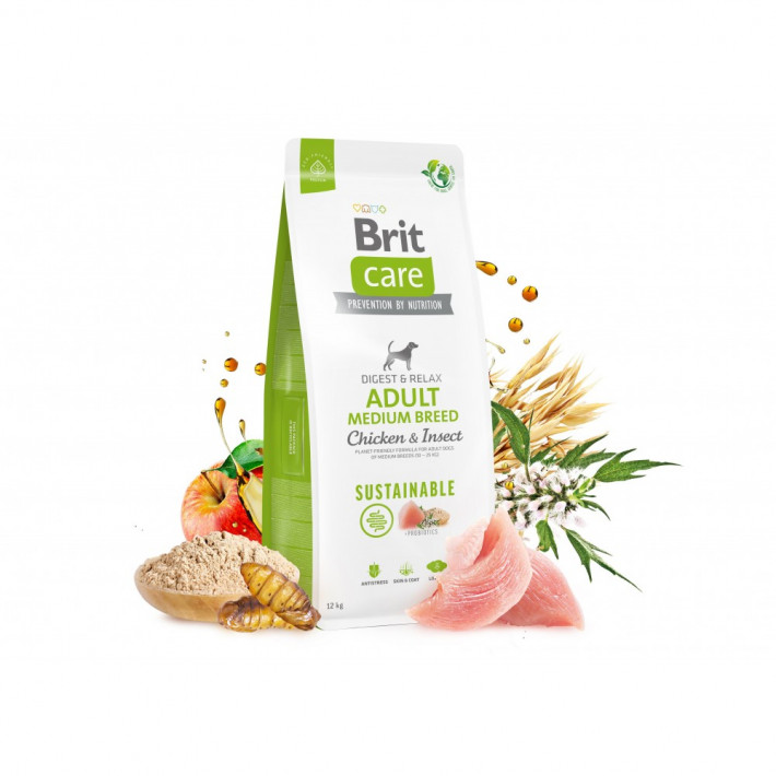 Сухой корм Brit Care Dog Sustainable Adult Medium Breed для собак средних пород с курицей и насекомыми, 3 кг - фото №6