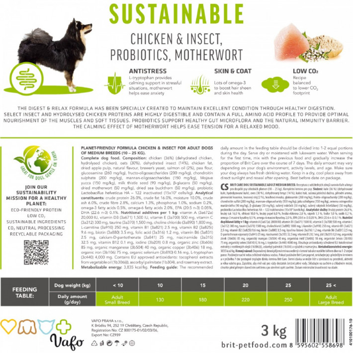 Сухой корм Brit Care Dog Sustainable Adult Medium Breed для собак средних пород с курицей и насекомыми, 3 кг - фото №7