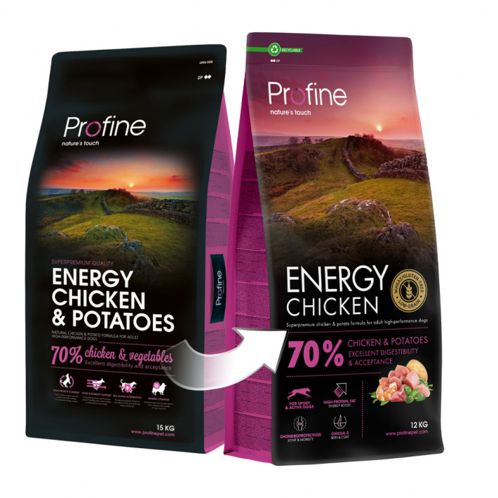 Сухий корм Profine Energy Chicken and Potatoes для активних собак, курка та картопля, 12 кг - фото №4