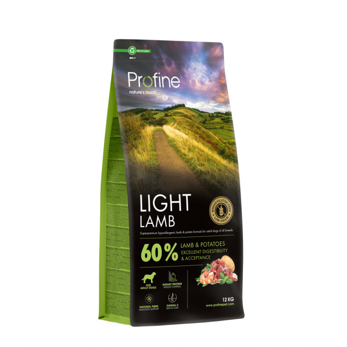 Сухий корм Profine Light Lamb and Potatoes для собак з надмірною вагою, ягня та картопля, 12 кг