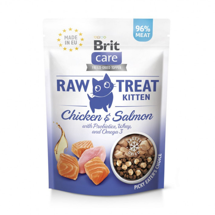 Ласощі для кошенят Brit Raw Treat Freeze-dried Kitten курка і лосось 40 г