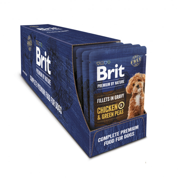 Влажный корм Brit Premium Fillets in Gravy с курицей и зеленым горошком для собак - фото №3