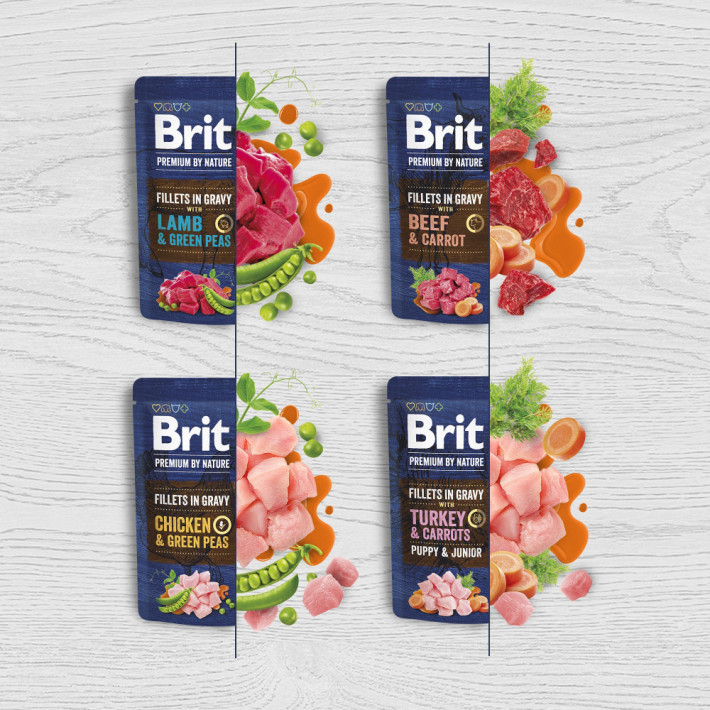 Влажный корм Brit Premium Fillets in Gravy с курицей и зеленым горошком для собак - фото №4