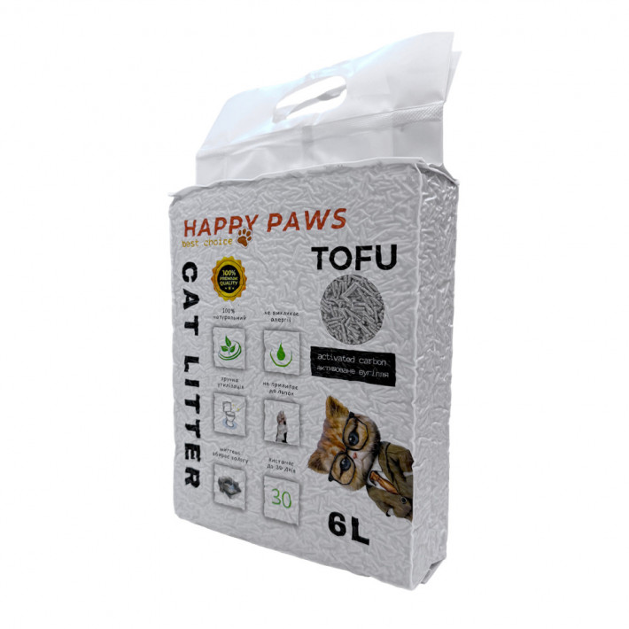 Наполнитель тофу HAPPY PAWS для кошачьих туалетов с активированным углем 6л/2,6кг - фото №6