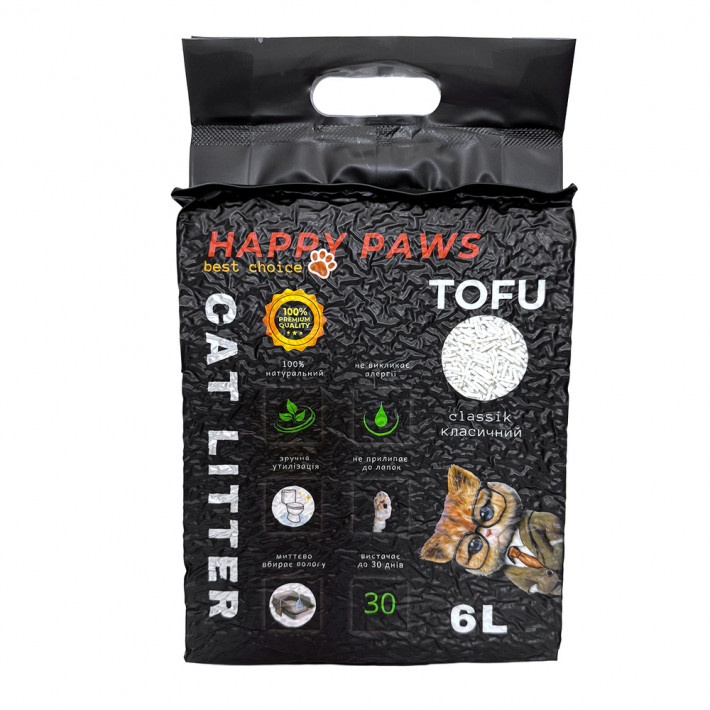 Наполнитель тофу для кошачьих туалетов HAPPY PAWS Classic 6л/2,6кг - фото №2