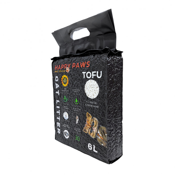 Наполнитель тофу для кошачьих туалетов HAPPY PAWS Classic 6л/2,6кг - фото №5