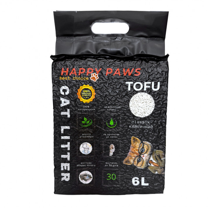 Наполнитель тофу для кошачьих туалетов HAPPY PAWS Classic 6л/2,6кг - фото №7