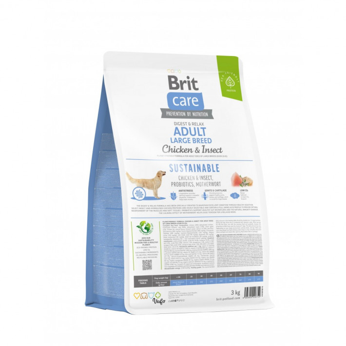 Корм сухий Brit Care Dog Sustainable Adult Large Breed для дорослих собак великих порід з куркою та комахами 3 кг - фото №3