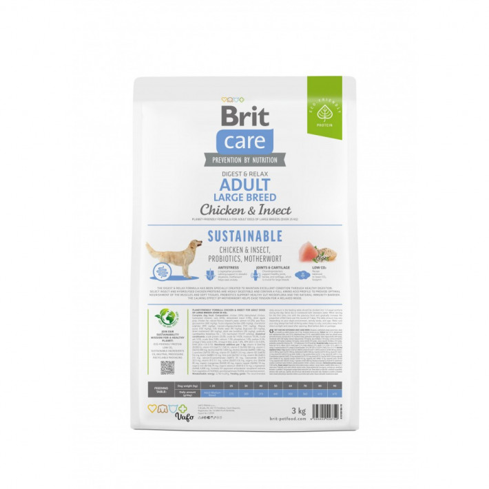 Корм сухий Brit Care Dog Sustainable Adult Large Breed для дорослих собак великих порід з куркою та комахами 3 кг - фото №5