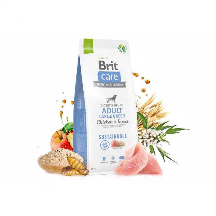 Корм сухий Brit Care Dog Sustainable Adult Large Breed для дорослих собак великих порід з куркою та комахами 3 кг - фото №6