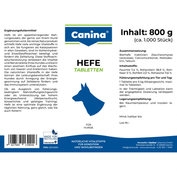 Вітаміни Canina Hefe для собак з вітамінами групи В, 800 г - фото №3