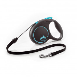 Повідець-рулетка Flexi Black Design трос M 5 м/20 кг синій