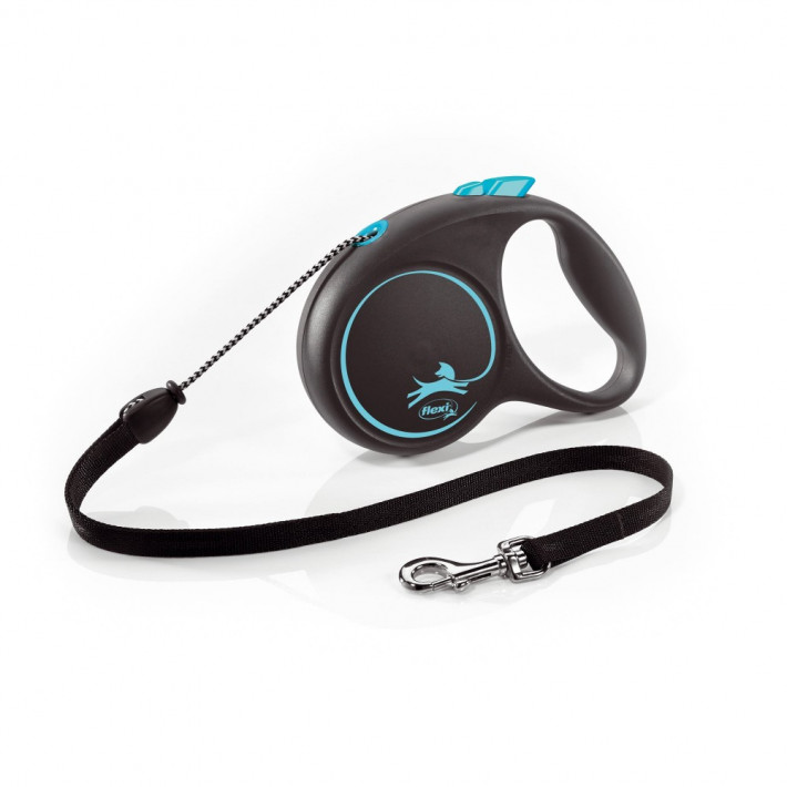 Повідець-рулетка Flexi Black Design трос M 5 м/20 кг синій