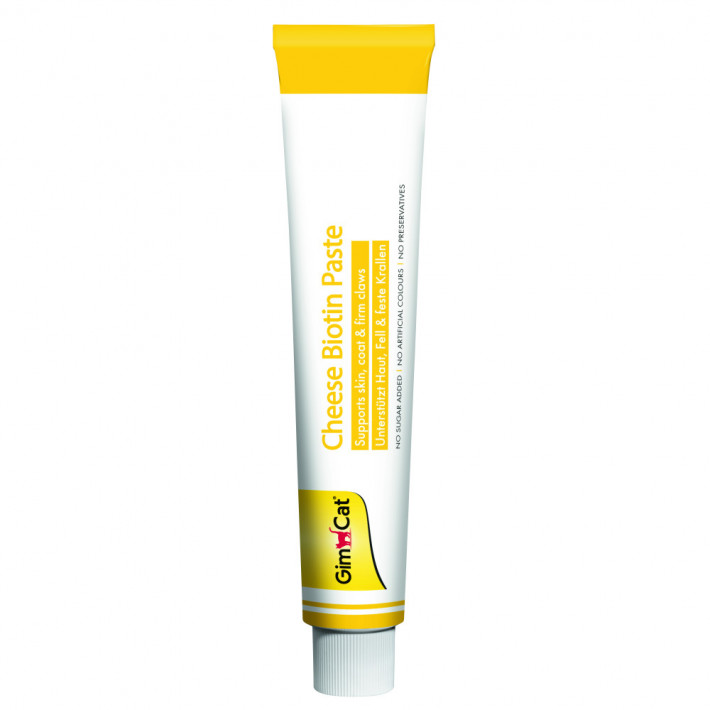 Паста GimCat Cheese Biotin для здоровья шерсти кошек, 100 г - фото №2